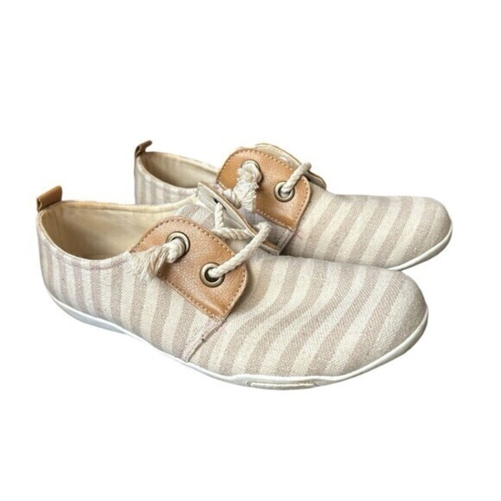 Ros Hommerson Womens Calypso Trainers Low Top Sneakers Shoes Sand/Cream Stripes